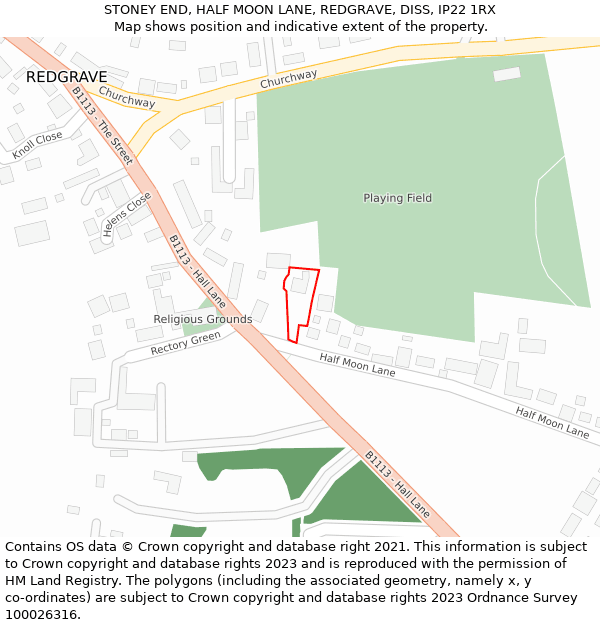 STONEY END, HALF MOON LANE, REDGRAVE, DISS, IP22 1RX: Location map and indicative extent of plot