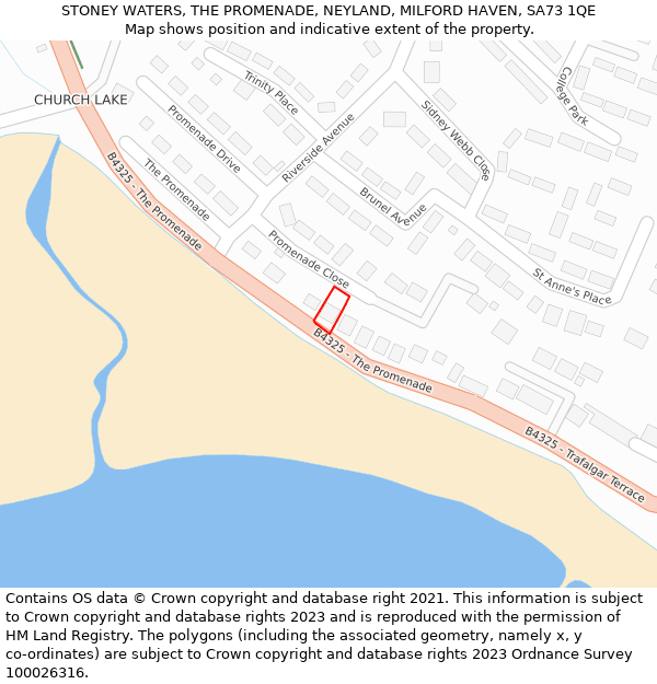 STONEY WATERS, THE PROMENADE, NEYLAND, MILFORD HAVEN, SA73 1QE: Location map and indicative extent of plot