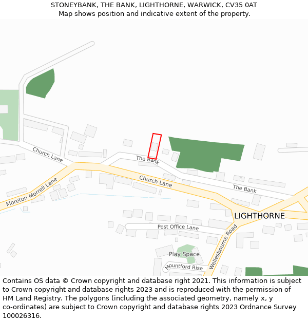 STONEYBANK, THE BANK, LIGHTHORNE, WARWICK, CV35 0AT: Location map and indicative extent of plot