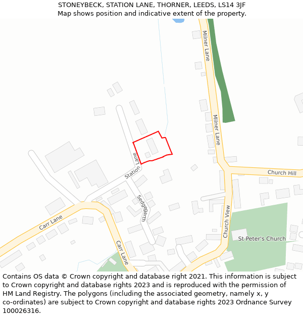 STONEYBECK, STATION LANE, THORNER, LEEDS, LS14 3JF: Location map and indicative extent of plot