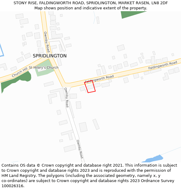 STONY RISE, FALDINGWORTH ROAD, SPRIDLINGTON, MARKET RASEN, LN8 2DF: Location map and indicative extent of plot