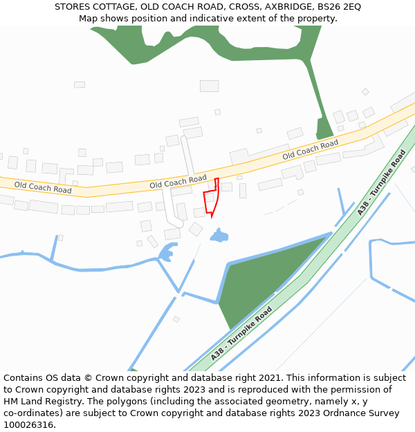 STORES COTTAGE, OLD COACH ROAD, CROSS, AXBRIDGE, BS26 2EQ: Location map and indicative extent of plot