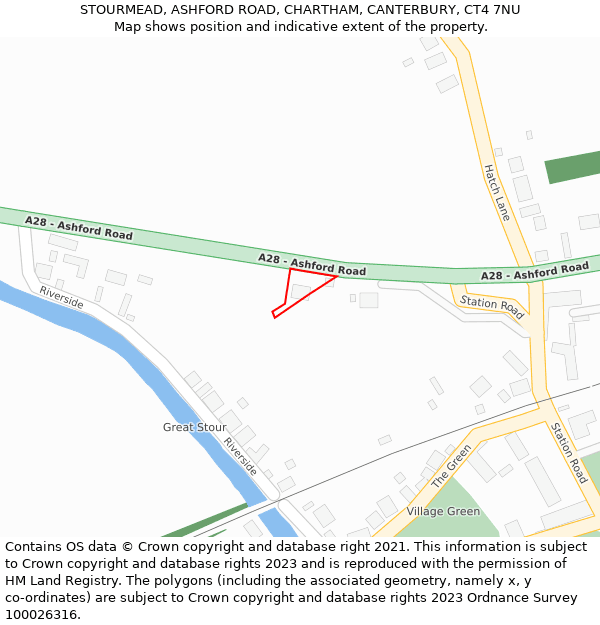 STOURMEAD, ASHFORD ROAD, CHARTHAM, CANTERBURY, CT4 7NU: Location map and indicative extent of plot