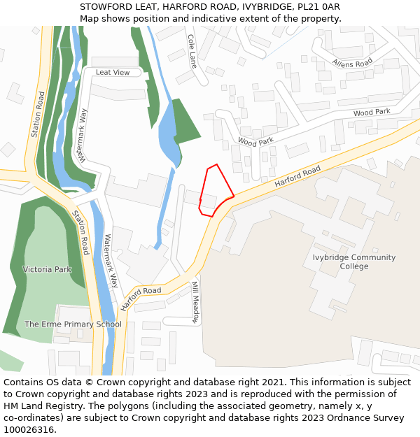 STOWFORD LEAT, HARFORD ROAD, IVYBRIDGE, PL21 0AR: Location map and indicative extent of plot