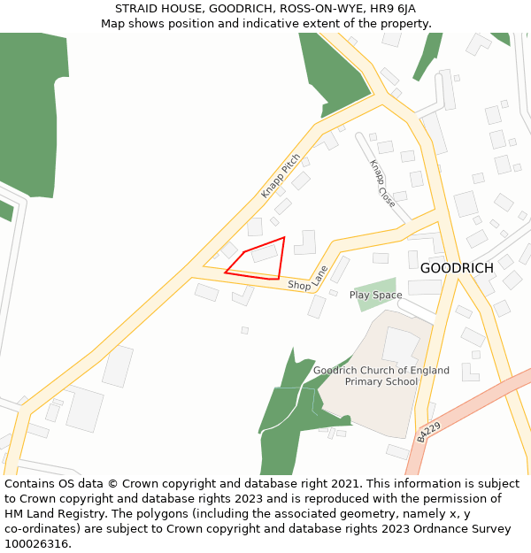 STRAID HOUSE, GOODRICH, ROSS-ON-WYE, HR9 6JA: Location map and indicative extent of plot
