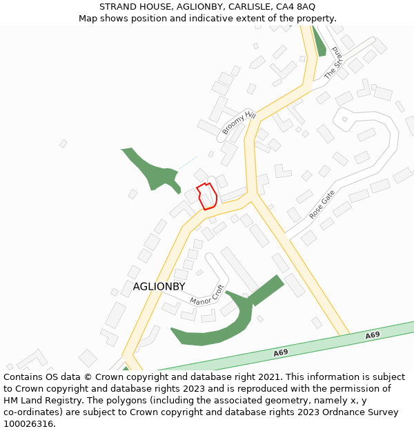 STRAND HOUSE, AGLIONBY, CARLISLE, CA4 8AQ: Location map and indicative extent of plot