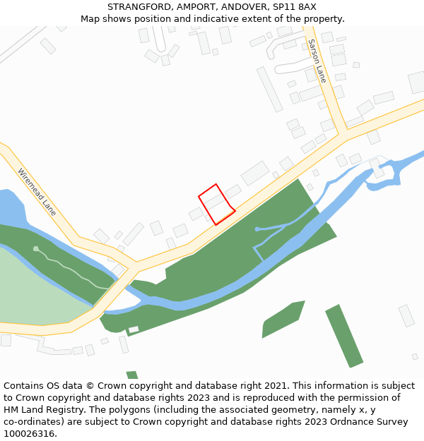 STRANGFORD, AMPORT, ANDOVER, SP11 8AX: Location map and indicative extent of plot