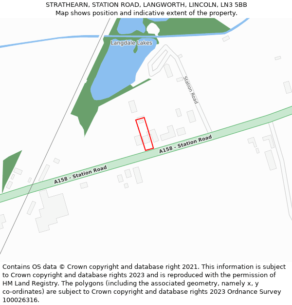 STRATHEARN, STATION ROAD, LANGWORTH, LINCOLN, LN3 5BB: Location map and indicative extent of plot