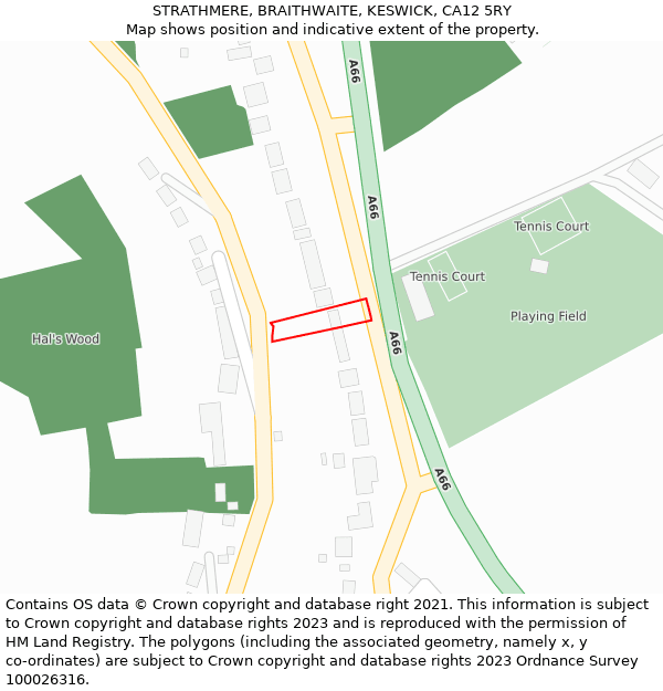 STRATHMERE, BRAITHWAITE, KESWICK, CA12 5RY: Location map and indicative extent of plot
