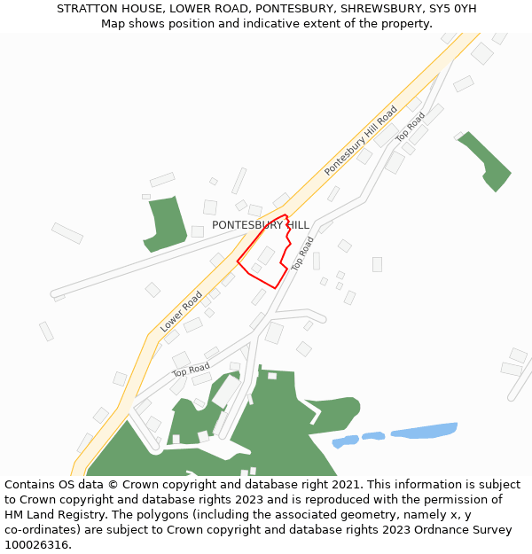 STRATTON HOUSE, LOWER ROAD, PONTESBURY, SHREWSBURY, SY5 0YH: Location map and indicative extent of plot