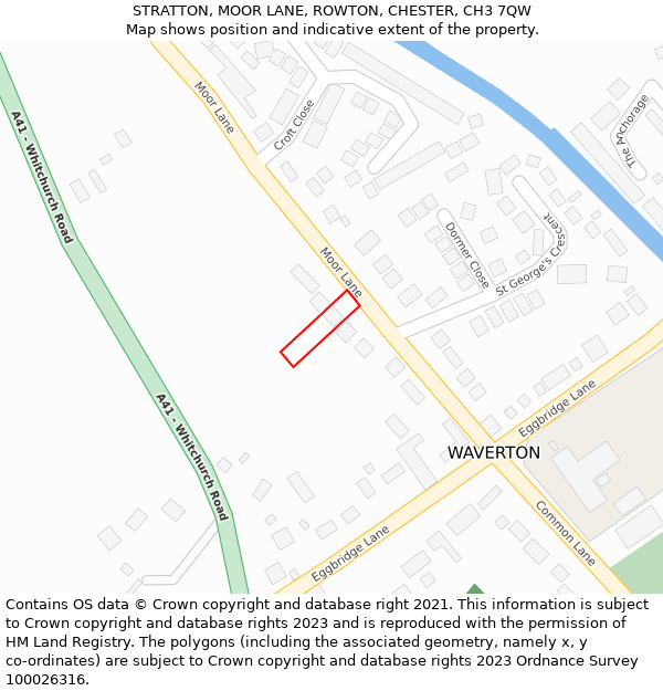 STRATTON, MOOR LANE, ROWTON, CHESTER, CH3 7QW: Location map and indicative extent of plot