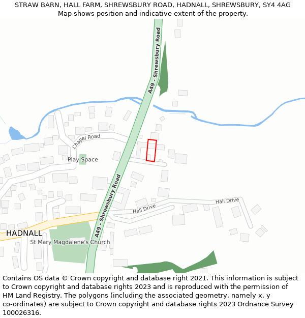 STRAW BARN, HALL FARM, SHREWSBURY ROAD, HADNALL, SHREWSBURY, SY4 4AG: Location map and indicative extent of plot