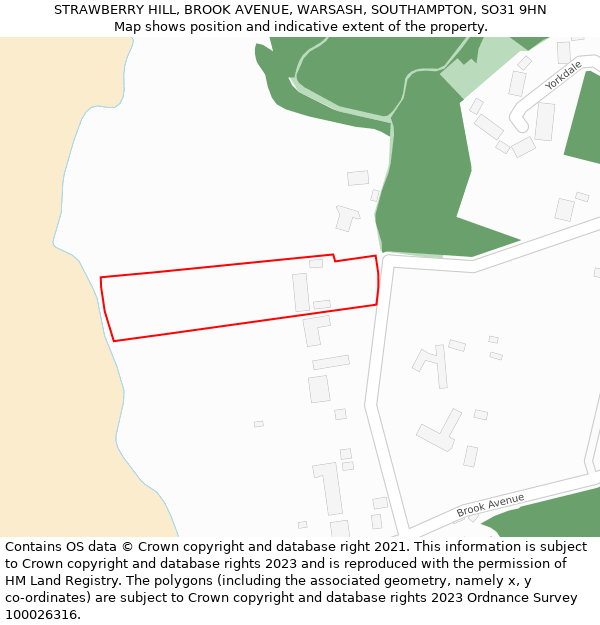 STRAWBERRY HILL, BROOK AVENUE, WARSASH, SOUTHAMPTON, SO31 9HN: Location map and indicative extent of plot