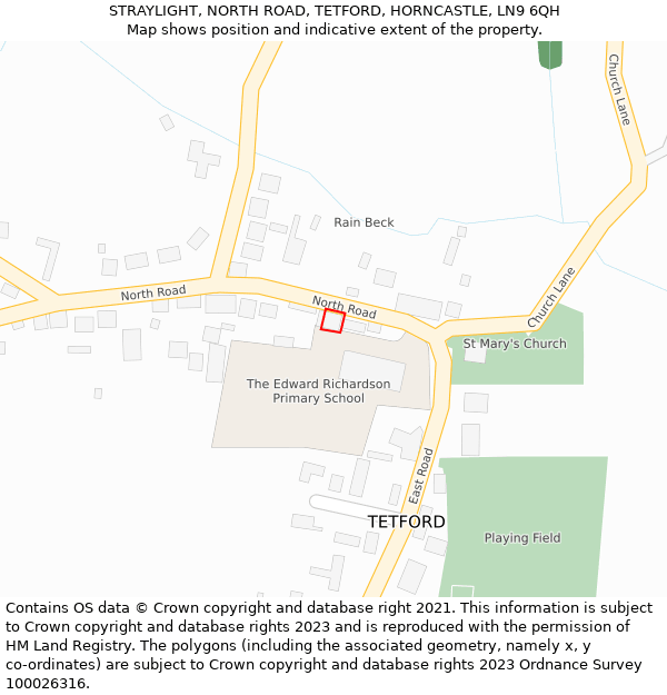 STRAYLIGHT, NORTH ROAD, TETFORD, HORNCASTLE, LN9 6QH: Location map and indicative extent of plot