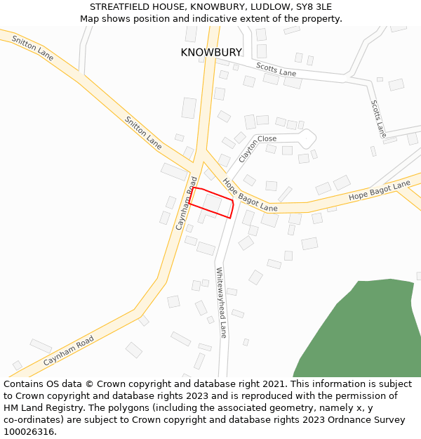 STREATFIELD HOUSE, KNOWBURY, LUDLOW, SY8 3LE: Location map and indicative extent of plot