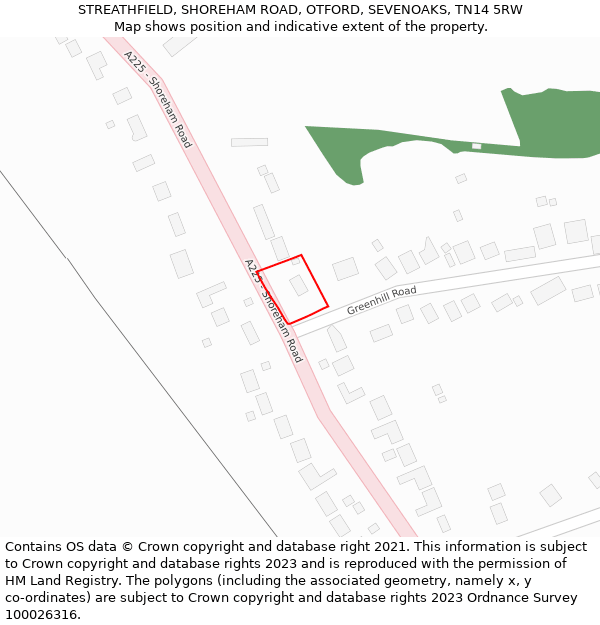 STREATHFIELD, SHOREHAM ROAD, OTFORD, SEVENOAKS, TN14 5RW: Location map and indicative extent of plot