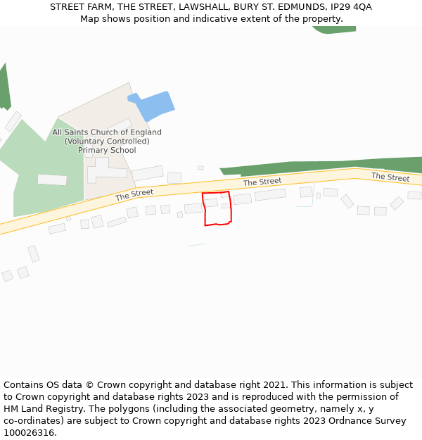 STREET FARM, THE STREET, LAWSHALL, BURY ST. EDMUNDS, IP29 4QA: Location map and indicative extent of plot