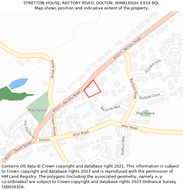 STRETTON HOUSE, RECTORY ROAD, DOLTON, WINKLEIGH, EX19 8QL: Location map and indicative extent of plot