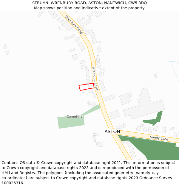 STRUAN, WRENBURY ROAD, ASTON, NANTWICH, CW5 8DQ: Location map and indicative extent of plot