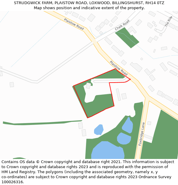 STRUDGWICK FARM, PLAISTOW ROAD, LOXWOOD, BILLINGSHURST, RH14 0TZ: Location map and indicative extent of plot