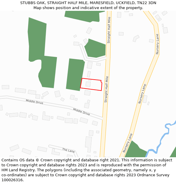 STUBBS OAK, STRAIGHT HALF MILE, MARESFIELD, UCKFIELD, TN22 3DN: Location map and indicative extent of plot