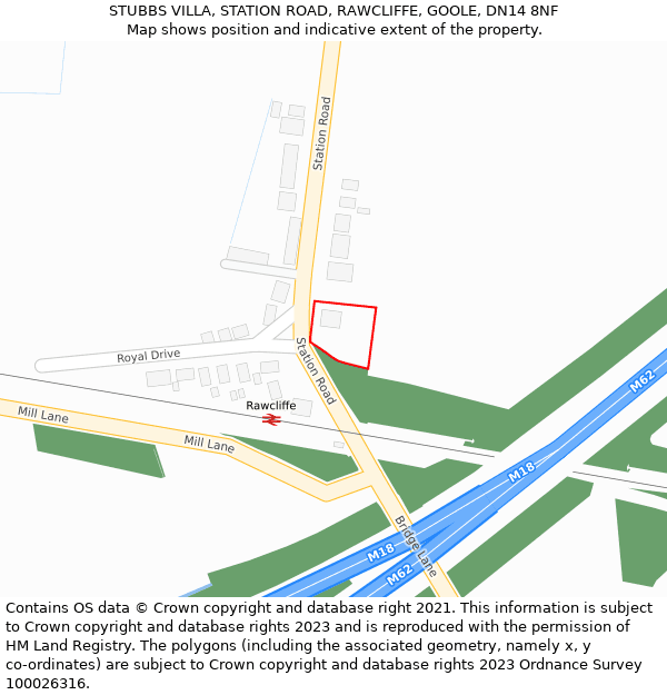 STUBBS VILLA, STATION ROAD, RAWCLIFFE, GOOLE, DN14 8NF: Location map and indicative extent of plot