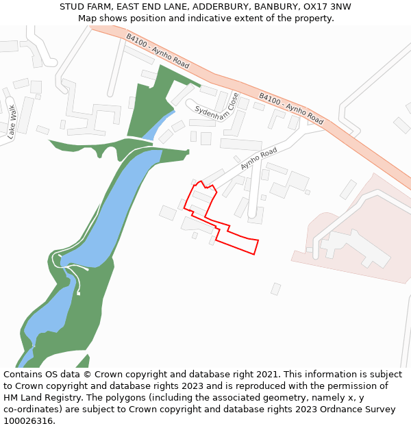 STUD FARM, EAST END LANE, ADDERBURY, BANBURY, OX17 3NW: Location map and indicative extent of plot