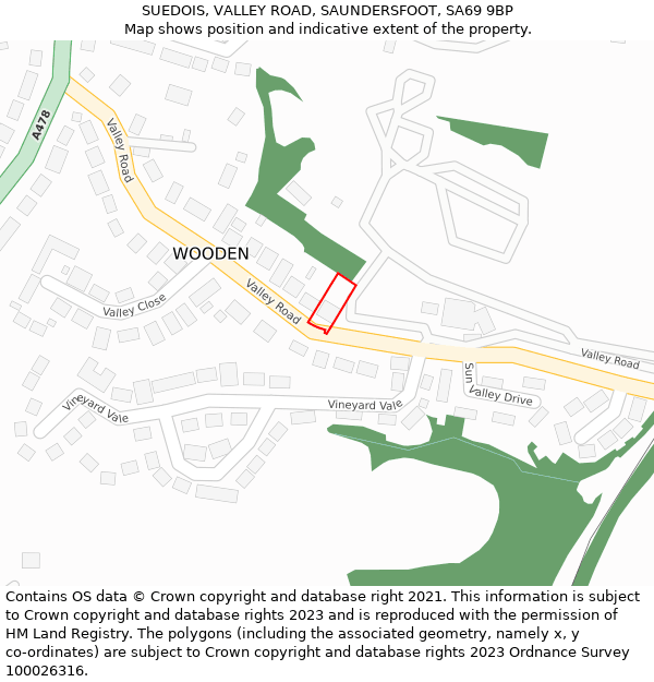 SUEDOIS, VALLEY ROAD, SAUNDERSFOOT, SA69 9BP: Location map and indicative extent of plot