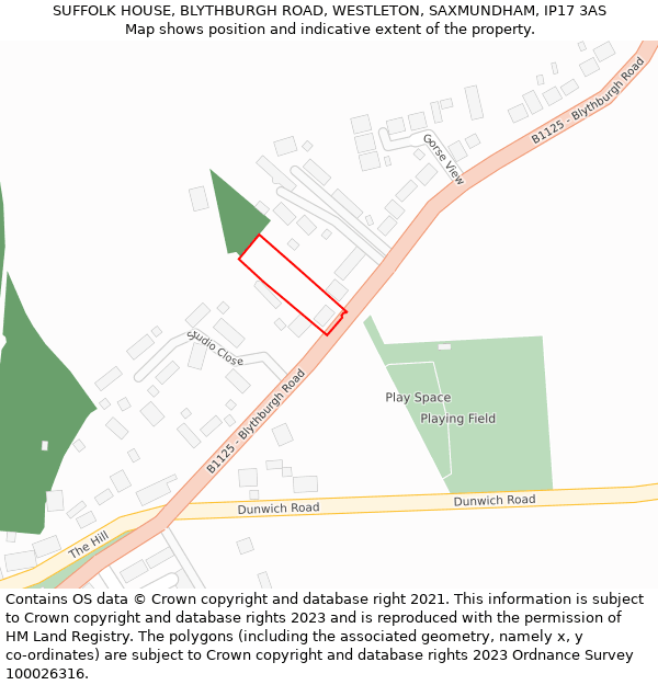 SUFFOLK HOUSE, BLYTHBURGH ROAD, WESTLETON, SAXMUNDHAM, IP17 3AS: Location map and indicative extent of plot