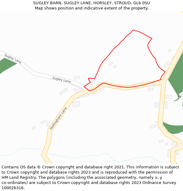 SUGLEY BARN, SUGLEY LANE, HORSLEY, STROUD, GL6 0SU: Location map and indicative extent of plot