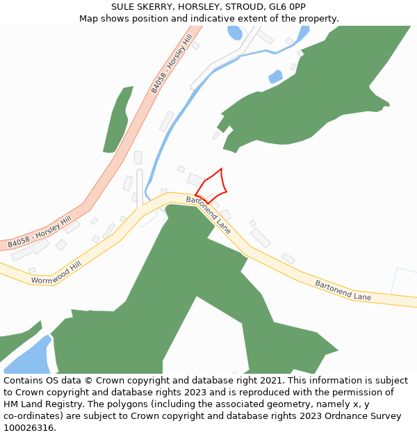 SULE SKERRY, HORSLEY, STROUD, GL6 0PP: Location map and indicative extent of plot