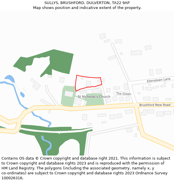 SULLYS, BRUSHFORD, DULVERTON, TA22 9AP: Location map and indicative extent of plot