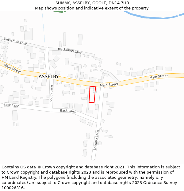 SUMAK, ASSELBY, GOOLE, DN14 7HB: Location map and indicative extent of plot