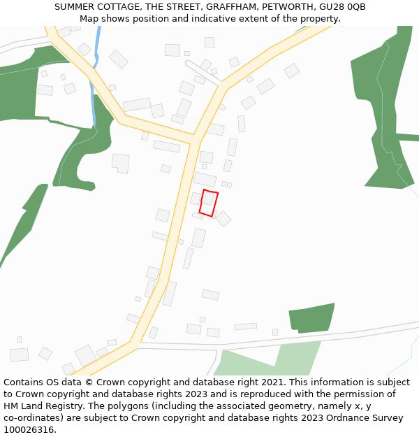 SUMMER COTTAGE, THE STREET, GRAFFHAM, PETWORTH, GU28 0QB: Location map and indicative extent of plot