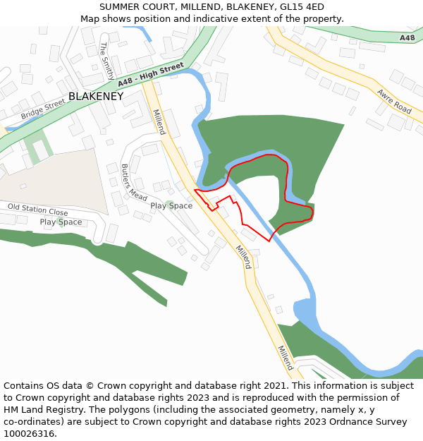 SUMMER COURT, MILLEND, BLAKENEY, GL15 4ED: Location map and indicative extent of plot