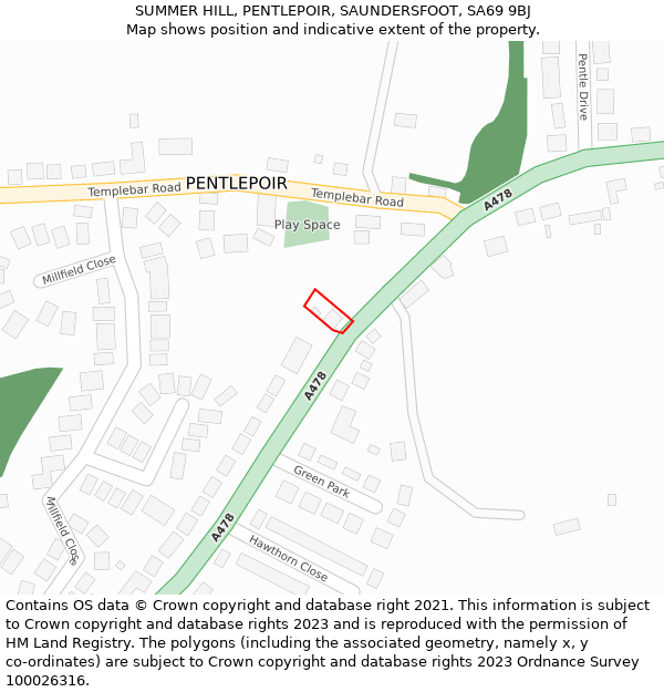 SUMMER HILL, PENTLEPOIR, SAUNDERSFOOT, SA69 9BJ: Location map and indicative extent of plot