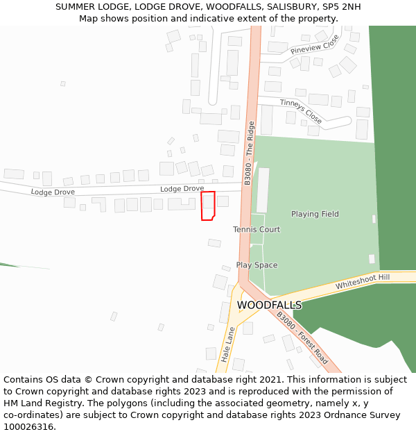 SUMMER LODGE, LODGE DROVE, WOODFALLS, SALISBURY, SP5 2NH: Location map and indicative extent of plot