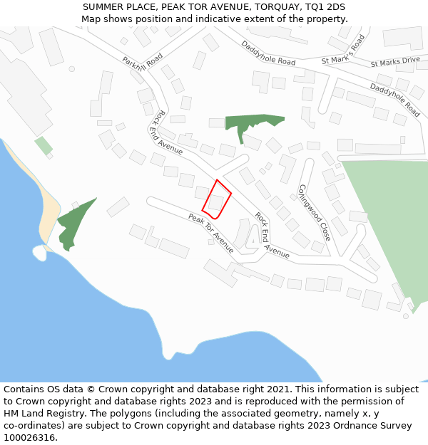 SUMMER PLACE, PEAK TOR AVENUE, TORQUAY, TQ1 2DS: Location map and indicative extent of plot
