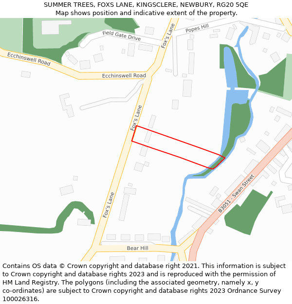 SUMMER TREES, FOXS LANE, KINGSCLERE, NEWBURY, RG20 5QE: Location map and indicative extent of plot