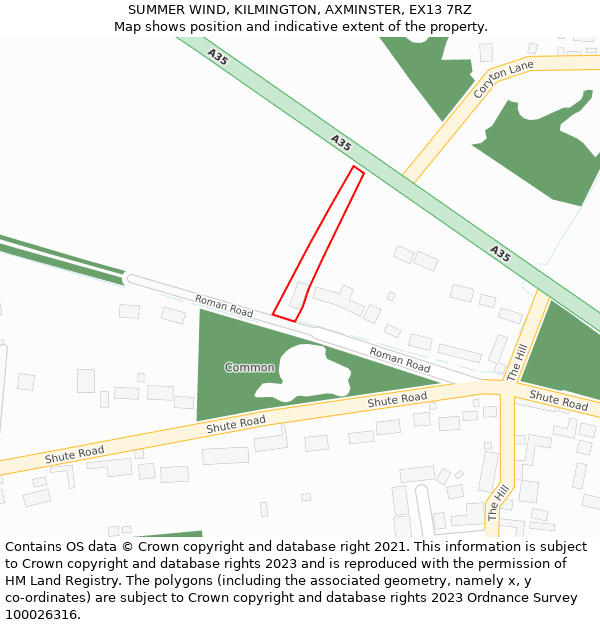 SUMMER WIND, KILMINGTON, AXMINSTER, EX13 7RZ: Location map and indicative extent of plot