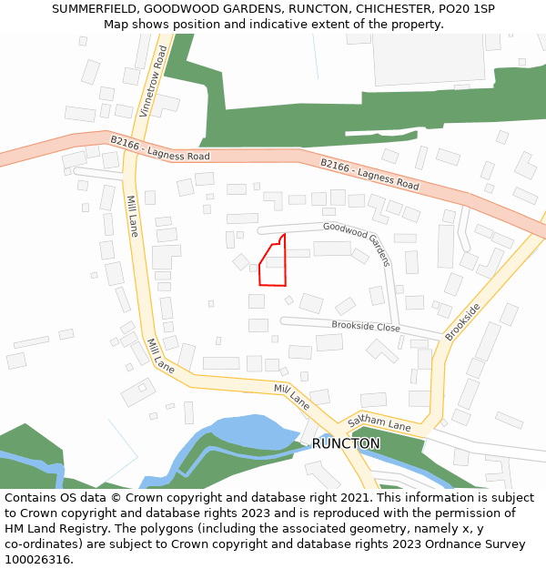 SUMMERFIELD, GOODWOOD GARDENS, RUNCTON, CHICHESTER, PO20 1SP: Location map and indicative extent of plot