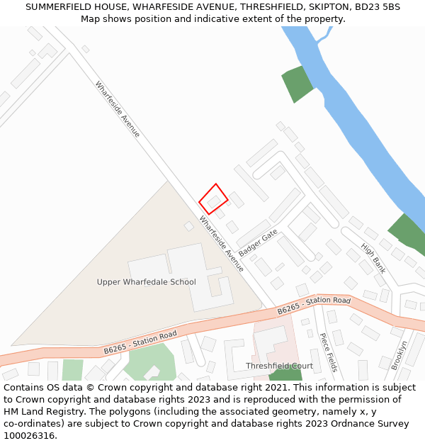 SUMMERFIELD HOUSE, WHARFESIDE AVENUE, THRESHFIELD, SKIPTON, BD23 5BS: Location map and indicative extent of plot