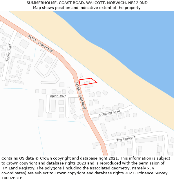 SUMMERHOLME, COAST ROAD, WALCOTT, NORWICH, NR12 0ND: Location map and indicative extent of plot