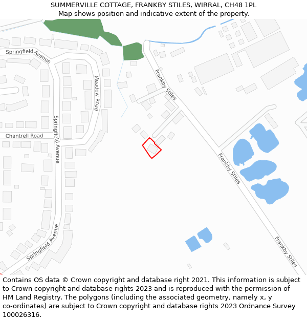 SUMMERVILLE COTTAGE, FRANKBY STILES, WIRRAL, CH48 1PL: Location map and indicative extent of plot