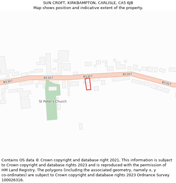 SUN CROFT, KIRKBAMPTON, CARLISLE, CA5 6JB: Location map and indicative extent of plot