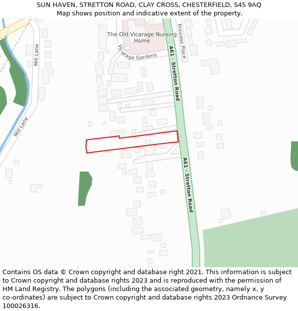 SUN HAVEN, STRETTON ROAD, CLAY CROSS, CHESTERFIELD, S45 9AQ: Location map and indicative extent of plot