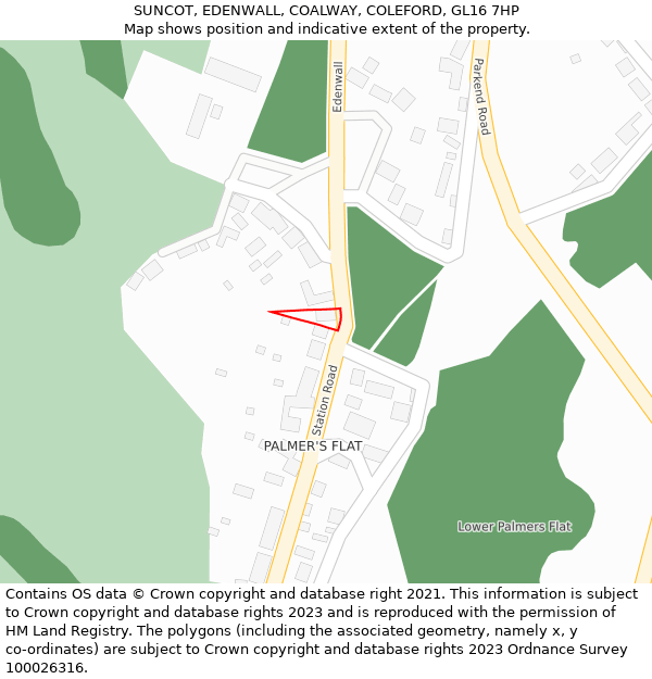 SUNCOT, EDENWALL, COALWAY, COLEFORD, GL16 7HP: Location map and indicative extent of plot