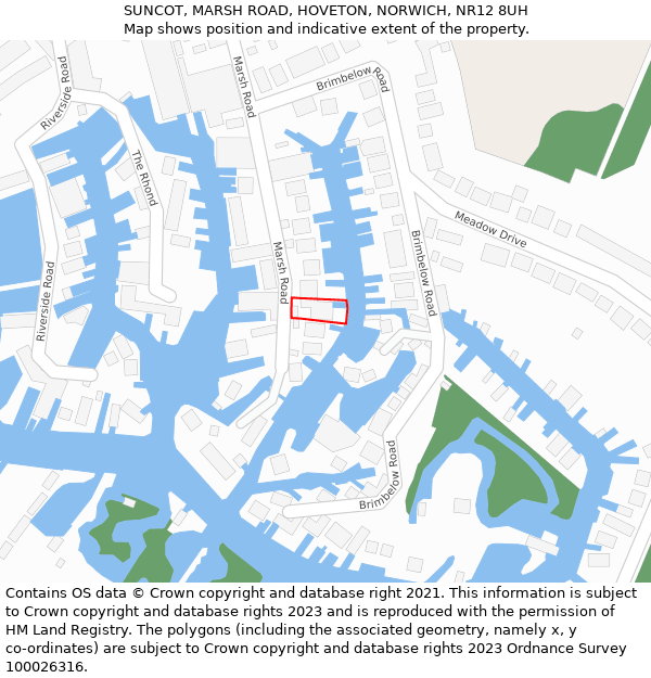 SUNCOT, MARSH ROAD, HOVETON, NORWICH, NR12 8UH: Location map and indicative extent of plot