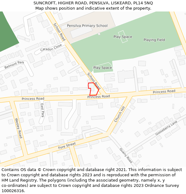 SUNCROFT, HIGHER ROAD, PENSILVA, LISKEARD, PL14 5NQ: Location map and indicative extent of plot