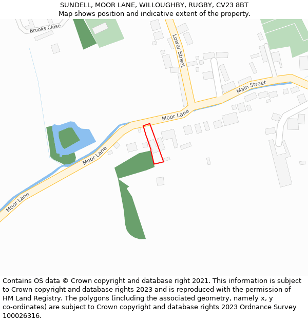 SUNDELL, MOOR LANE, WILLOUGHBY, RUGBY, CV23 8BT: Location map and indicative extent of plot